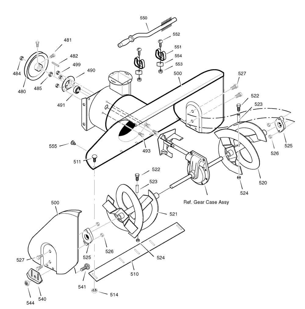 Auger Housing Diagram and Parts List for 1695489-18-2829-29 2008 Briggs and Stratton Snow Blower